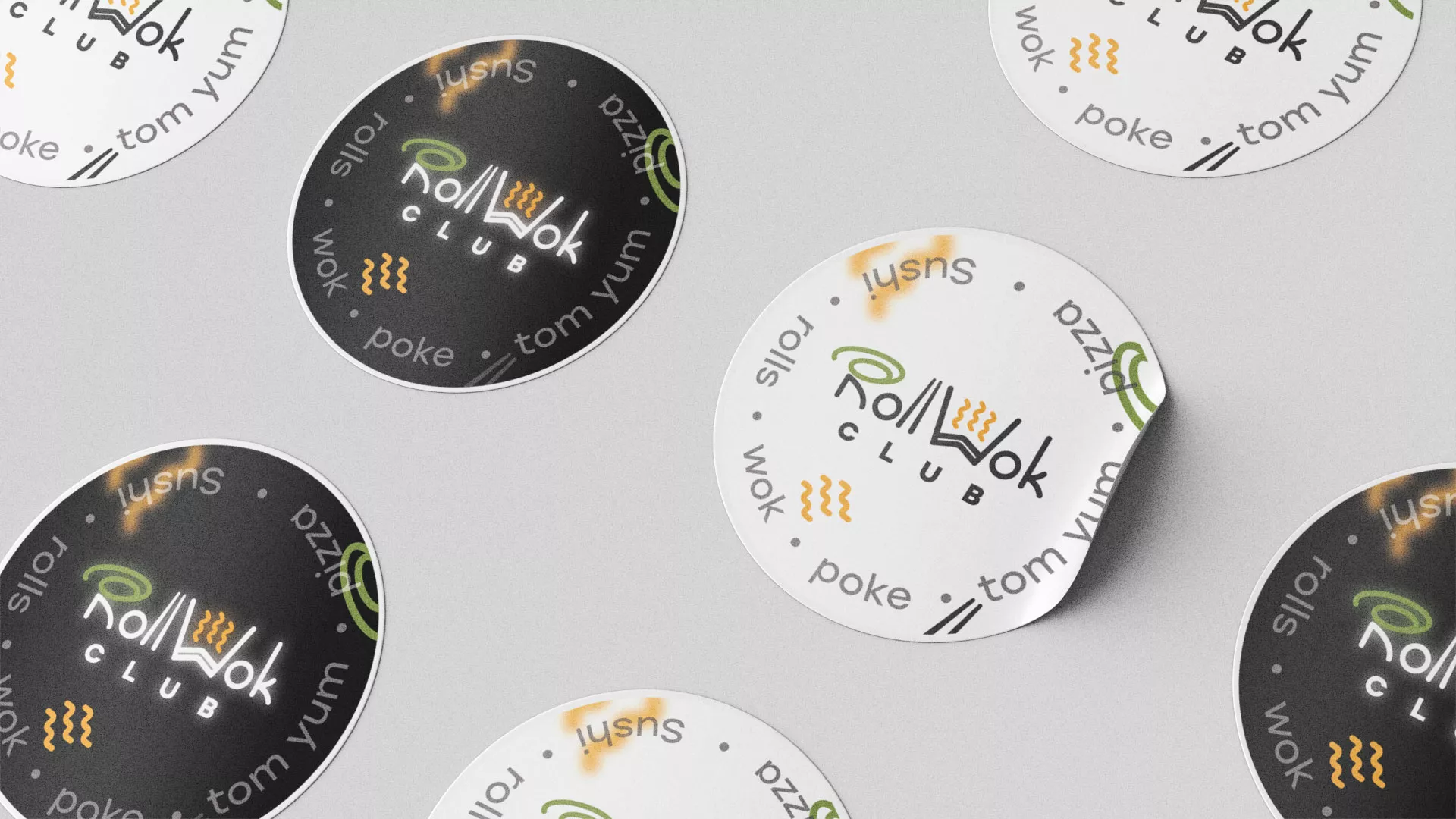 Разработка наклеек для суши-бара «Roll Wok Club» в Щелково